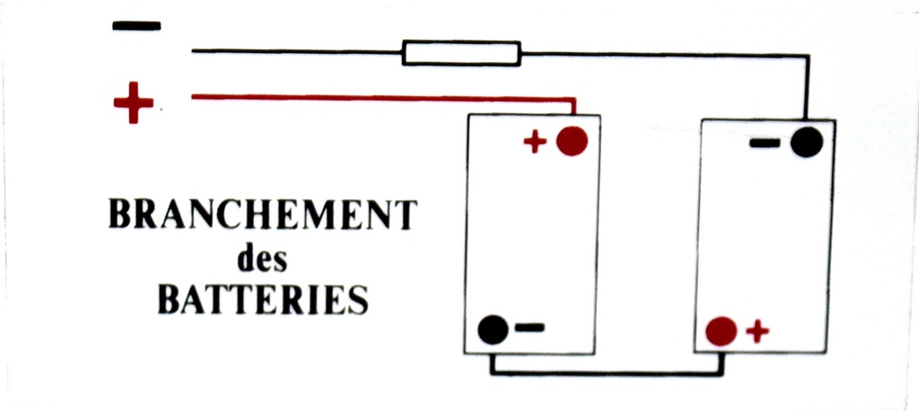 AUTOCOLLANT BRANCHEMENT BATTERIES 12V