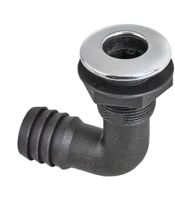 [B4166] NYLON STAINLESS STEEL ELBOW THRU-HULL FITTING 1 1/2"